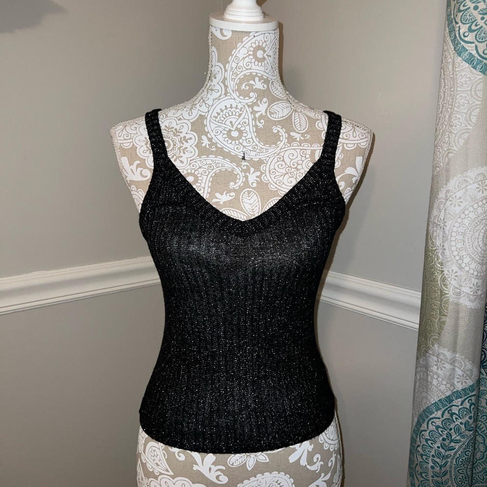 Soft and Sexy black ribbed glitter tank top